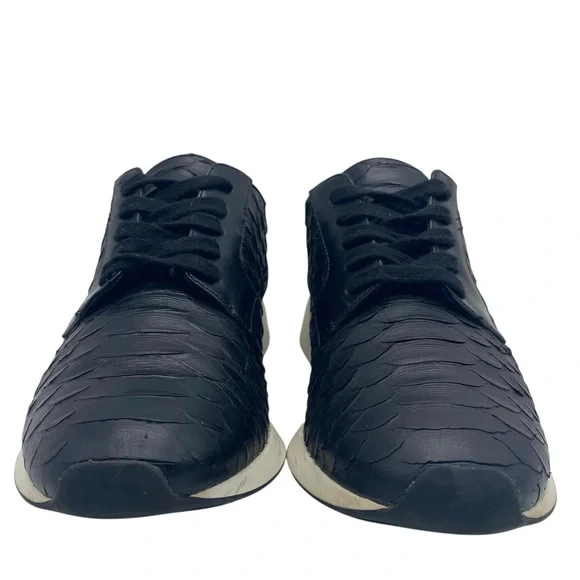 Vince Womens Shoes Rayner Sneakers 7.5 Black Leather Low Top Textured Designer - Picture 4 of 10